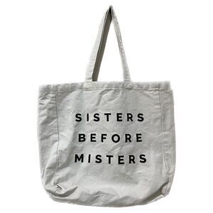 100% Cotton Tote Sisters Before Misters Friendship Large White Canvas Bag
